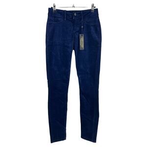 Bebe (26x28.5) Navy Blue Velveteen Heartbreaker Skinny Ankle Pants Low Rise NWT